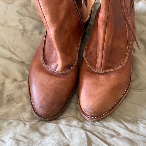 Chocolat Blu Shoes - Chocolat Blu Leather Brown Boho Ankle Booties Broken Zipper